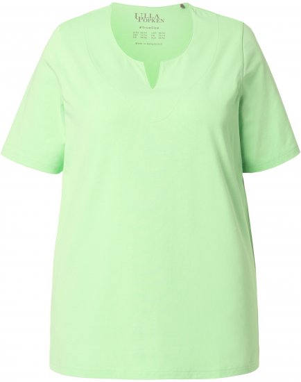 Ulla Popken Essential Notch Neck Stretch Tee Light Green - Tricouri - 