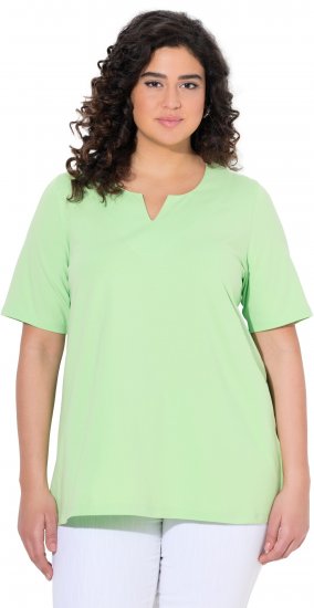 Ulla Popken Essential Notch Neck Stretch Tee Light Green - Tricouri - 