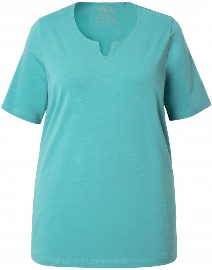 Ulla Popken Essential Notch Neck Stretch Tee Pale Green - Tricouri - 