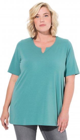 Ulla Popken Essential Notch Neck Stretch Tee Pale Green - Tricouri - 