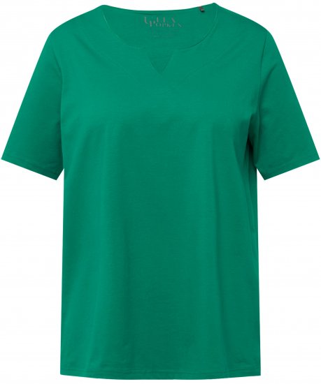 Ulla Popken Essential Notch Neck Stretch Tee Emerald Green - Tricouri - 