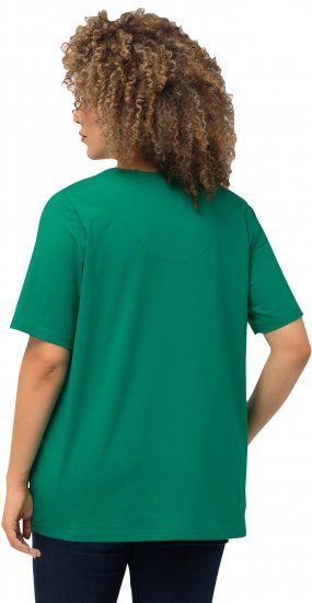 Ulla Popken Essential Notch Neck Stretch Tee Emerald Green - Tricouri - 