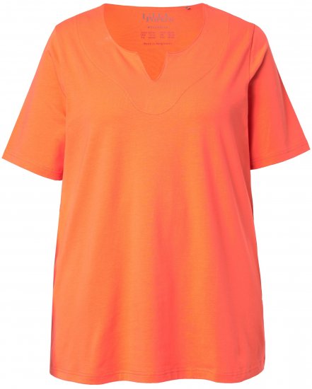 Ulla Popken Essential Notch Neck Stretch Tee Coral Pink - Tricouri - 