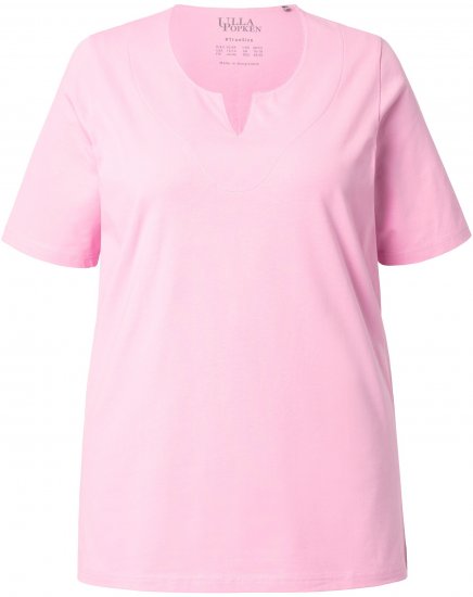 Ulla Popken Essential Notch Neck Stretch Tee Pink - Tricouri - 