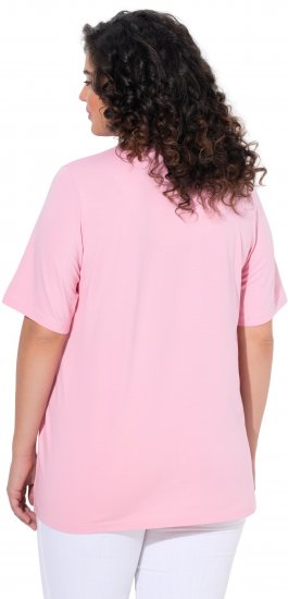 Ulla Popken Essential Notch Neck Stretch Tee Pink - Tricouri - 