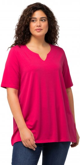 Ulla Popken Essential Notch Neck Stretch Tee Magenta Pink - Tricouri - 