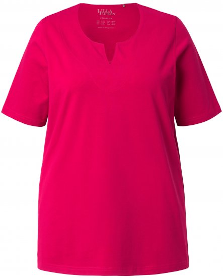 Ulla Popken Essential Notch Neck Stretch Tee Dark Raspberry - Tricouri - 