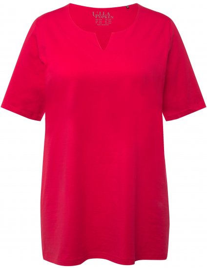 Ulla Popken Essential Notch Neck Stretch Tee Red - Tricouri - 