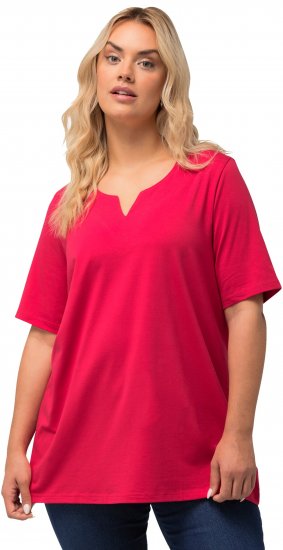 Ulla Popken Essential Notch Neck Stretch Tee Red - Tricouri - 
