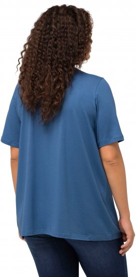 Ulla Popken Essential Notch Neck Stretch Tee Denim Blue - Tricouri - 