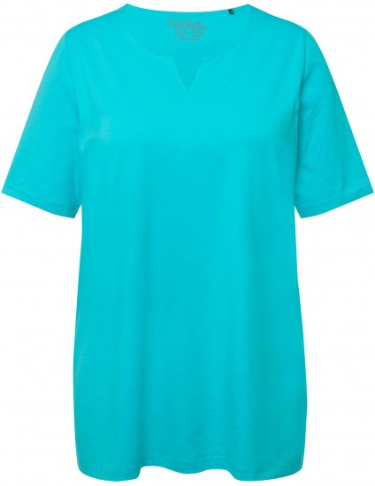 Ulla Popken Essential Notch Neck Stretch Tee Deep Aqua - Tricouri - 