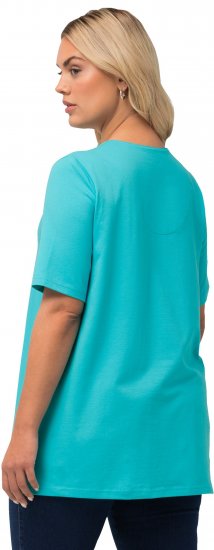 Ulla Popken Essential Notch Neck Stretch Tee Deep Aqua - Tricouri - 