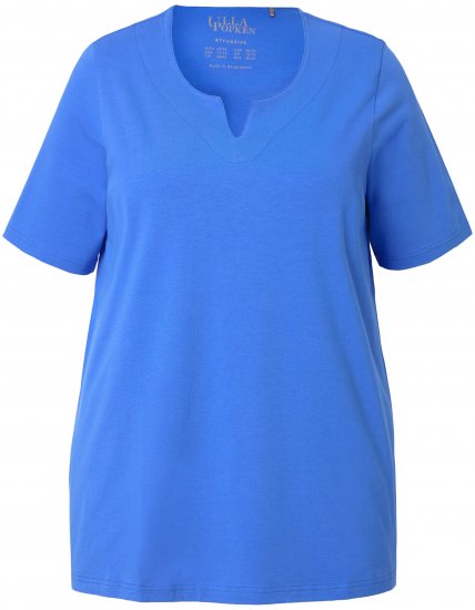 Ulla Popken Essential Notch Neck Stretch Tee Peacock Blue - Tricouri - 