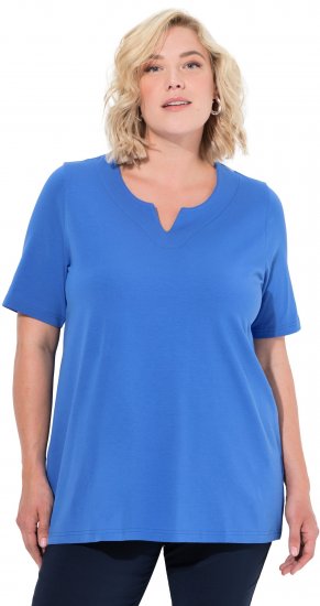 Ulla Popken Essential Notch Neck Stretch Tee Peacock Blue - Tricouri - 