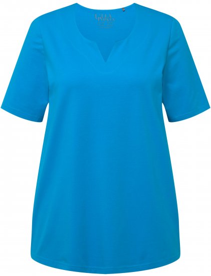 Ulla Popken Essential Notch Neck Stretch Tee Sapphire Blue - Tricouri - 