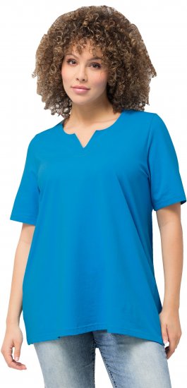 Ulla Popken Essential Notch Neck Stretch Tee Sapphire Blue - Tricouri - 