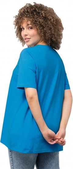 Ulla Popken Essential Notch Neck Stretch Tee Sapphire Blue - Tricouri - 