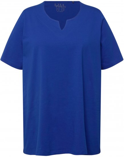 Ulla Popken Essential Notch Neck Stretch Tee Cobalt Blue - Tricouri - 