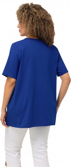 Ulla Popken Essential Notch Neck Stretch Tee Cobalt Blue - Tricouri - 