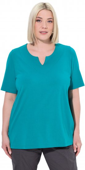 Ulla Popken Essential Notch Neck Stretch Tee Teal - Tricouri - 
