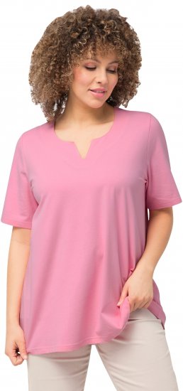 Ulla Popken Essential Notch Neck Stretch Tee Light Pink - Tricouri - 