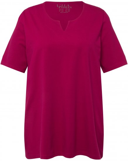 Ulla Popken Essential Notch Neck Stretch Tee Magnolia Red - Tricouri - 