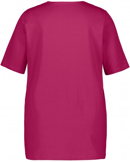 Ulla Popken Essential Notch Neck Stretch Tee Magnolia Red - Tricouri - 