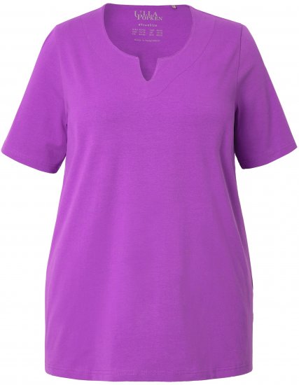 Ulla Popken Essential Notch Neck Stretch Tee Purple - Tricouri - 