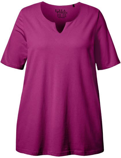 Ulla Popken Essential Notch Neck Stretch Tee Berry - Tricouri - 