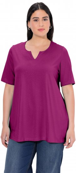 Ulla Popken Essential Notch Neck Stretch Tee Berry - Tricouri - 
