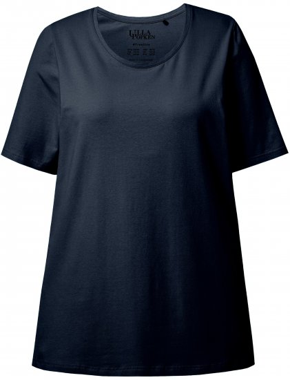 Ulla Popken Essential Round Neck Stretch Tee Navy Blue - Tricouri - 