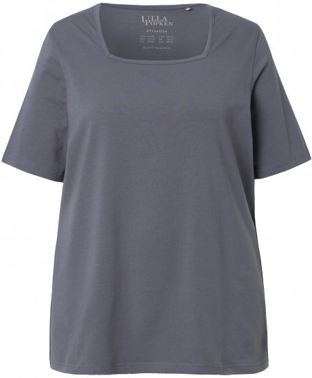 Ulla Popken Essential Square Neck Stretch Tee Graphite Grey - Tricouri - 