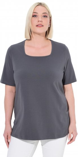 Ulla Popken Essential Square Neck Stretch Tee Graphite Grey - Tricouri - 
