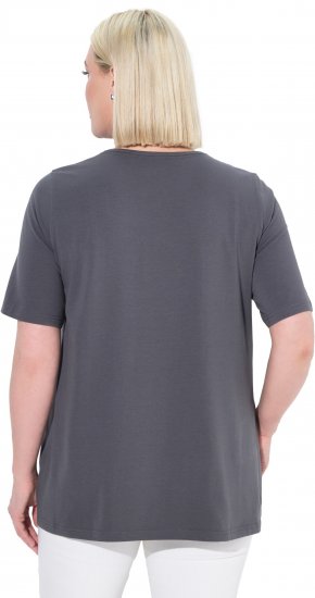 Ulla Popken Essential Square Neck Stretch Tee Graphite Grey - Tricouri - 