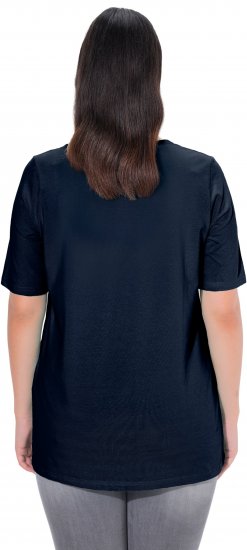 Ulla Popken Essential Square Neck Stretch Tee Navy Blue - Tricouri - 