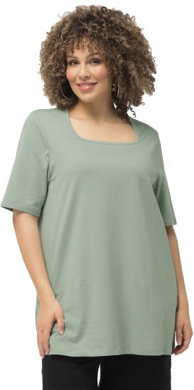 Ulla Popken Essential Square Neck Stretch Tee Light Moss Green - Tricouri - 