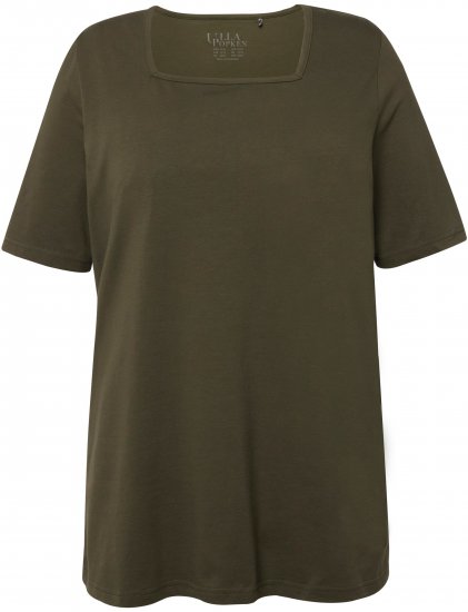 Ulla Popken Essential Square Neck Stretch Tee Forest Green - Tricouri - 