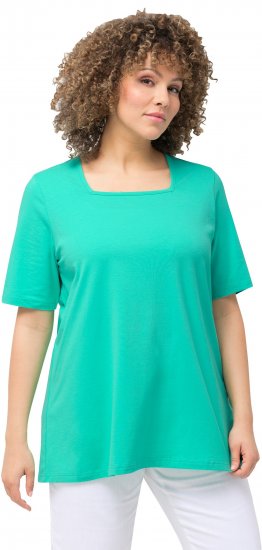Ulla Popken Essential Square Neck Stretch Tee Turquoise Green - Tricouri - 