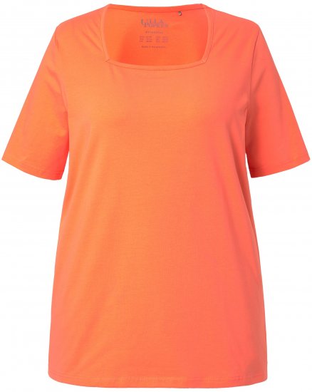 Ulla Popken Essential Square Neck Stretch Tee Coral Pink - Tricouri - 