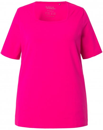 Ulla Popken Essential Square Neck Stretch Tee Magenta Pink - Tricouri - 