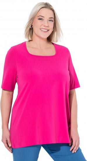Ulla Popken Essential Square Neck Stretch Tee Magenta Pink - Tricouri - 