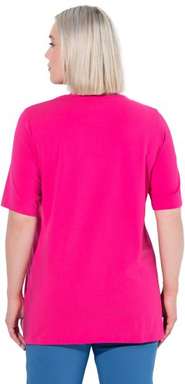 Ulla Popken Essential Square Neck Stretch Tee Magenta Pink - Tricouri - 