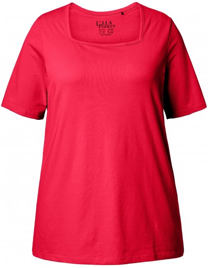 Ulla Popken Essential Square Neck Stretch Tee Red - Tricouri - 