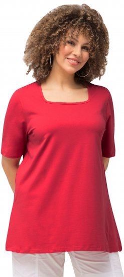 Ulla Popken Essential Square Neck Stretch Tee Dark Pink - Tricouri - 