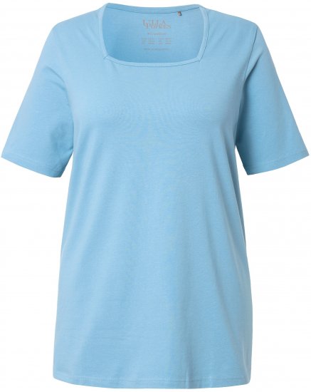 Ulla Popken Essential Square Neck Stretch Tee Light Teal - Tricouri - 