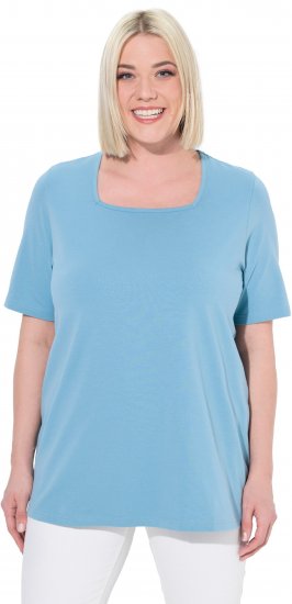 Ulla Popken Essential Square Neck Stretch Tee Light Teal - Tricouri - 