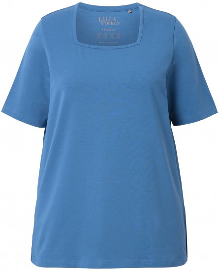 Ulla Popken Essential Square Neck Stretch Tee Denim Blue - Tricouri - 