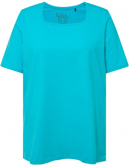 Ulla Popken Essential Square Neck Stretch Tee Deep Aqua - Tricouri - 