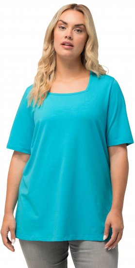 Ulla Popken Essential Square Neck Stretch Tee Deep Aqua - Tricouri - 