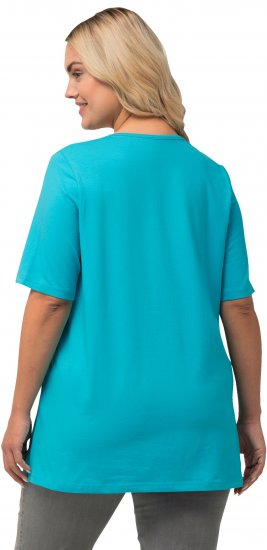 Ulla Popken Essential Square Neck Stretch Tee Deep Aqua - Tricouri - 